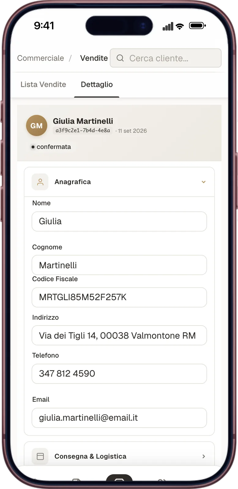 La scheda vendita su iPhone